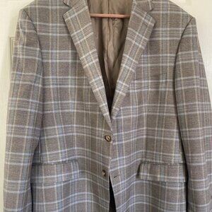 LAUREN RALPH LAUREN Men's 44S UltraFlex Plaid Blazer Tan/Blue (Pre-Owned)